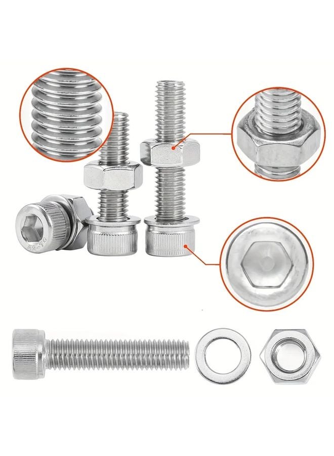 1080pcs Assorted Screws Nuts Washers Set Metric 304 Stainless Steel M2 M3 M4 Hex Bolts Flat Washers Home Renovation Hardware Kit - Image 5
