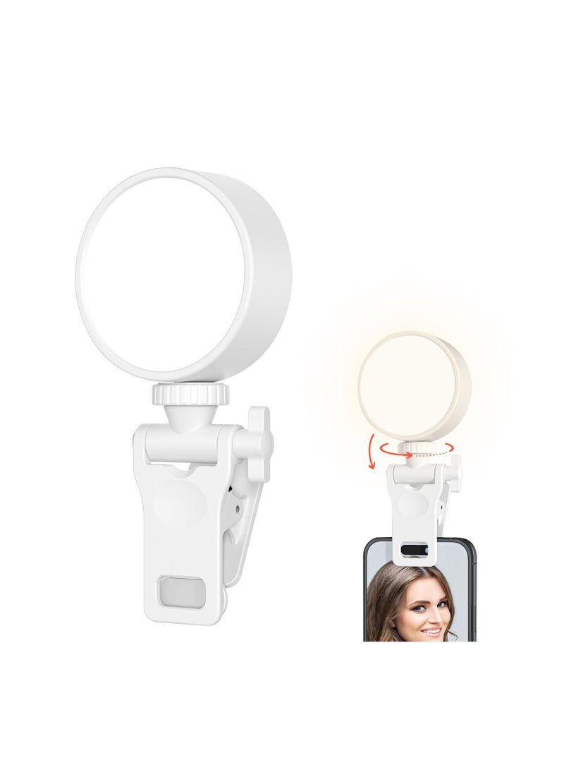 Rechargeable Clip-On Selfie Light with 360° Rotation, Adjustable Light Modes for Phones, Laptops, and Monitors - Perfect for Video Conferencing, Makeup, TikTok, Webcam, and Live Streaming. - Image 1