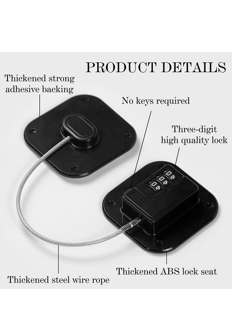 MIXDE - 2 Pack Password Lock Refrigerator Fridge Locks for Kids Keyless Child Safety Cabinet Locks for Cabinets Closets Drawers Window Electrical Appliances Super Strong Adhesive No Drilling (Black) - Image 1