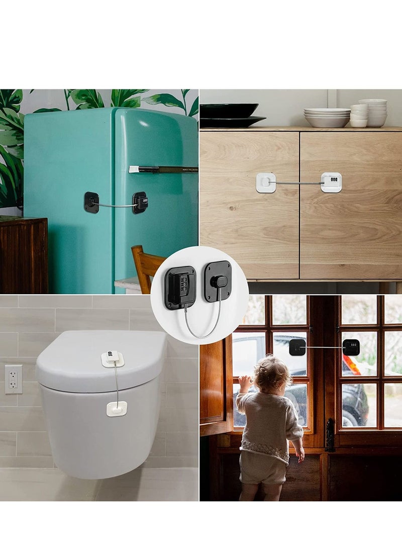 MIXDE - 2 Pack Password Lock Refrigerator Fridge Locks for Kids Keyless Child Safety Cabinet Locks for Cabinets Closets Drawers Window Electrical Appliances Super Strong Adhesive No Drilling (Black) - Image 1