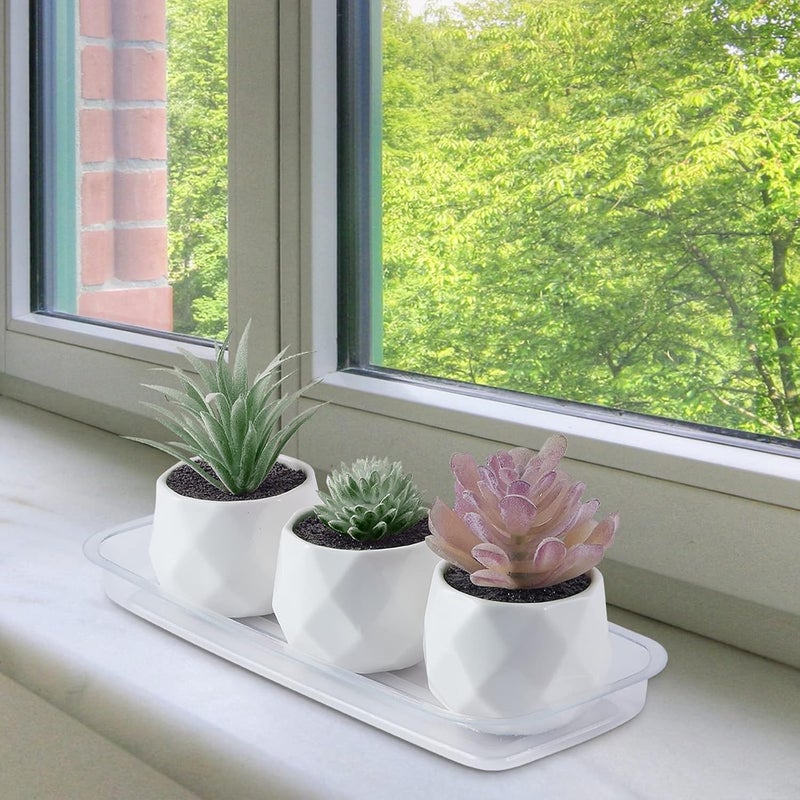 Idyllize Store Rectangular 5 Pieces of 11.5 by 5 Inch Clear Thick Plastic Heavy Duty Sturdy Plant Saucer Drip Trays for pots, Window Sills and Window Shelf (11.5"x5") - Image 4