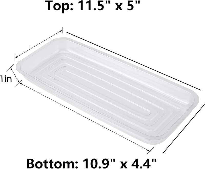 Idyllize Store Rectangular 5 Pieces of 11.5 by 5 Inch Clear Thick Plastic Heavy Duty Sturdy Plant Saucer Drip Trays for pots, Window Sills and Window Shelf (11.5"x5") - Image 2