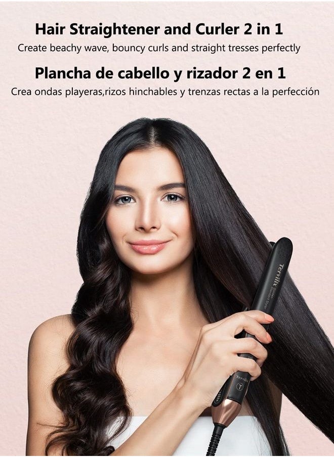 Terviiix Plancha De Cabello Professional 450°F, Non-Snagging Ceramic Flat Iron Hair Straightener 1 inch, 3X Less Damage Hair Iron Straightener and Curler, 15s Fast Heating, 5 Adjustable Heats  - Image 2