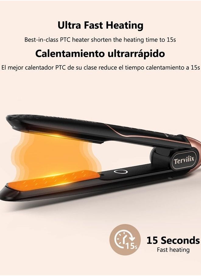 Terviiix Plancha De Cabello Professional 450°F, Non-Snagging Ceramic Flat Iron Hair Straightener 1 inch, 3X Less Damage Hair Iron Straightener and Curler, 15s Fast Heating, 5 Adjustable Heats  - Image 1