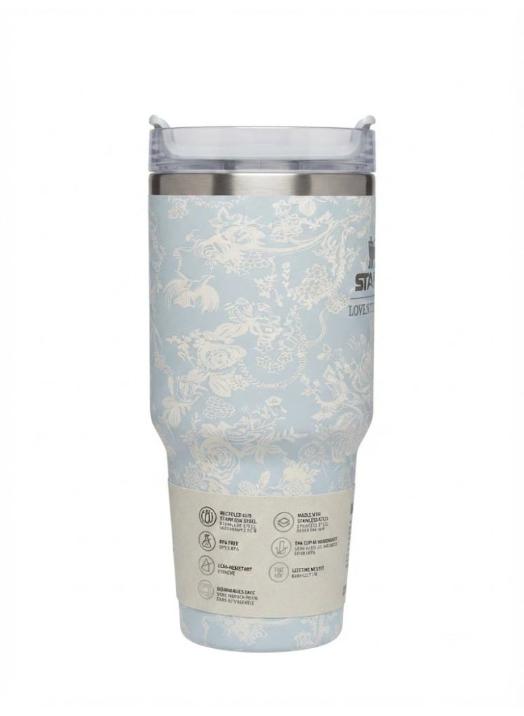 Stanley The X LoveShackFancy Holiday Quencher,Stainless Steel Vacuum Insulated Tumbler with Lid and Straw for Water, Iced Tea or Coffee, Smoothie and More 20 oz, Presented in Elegant Gift-Ready Packaging - Image 3