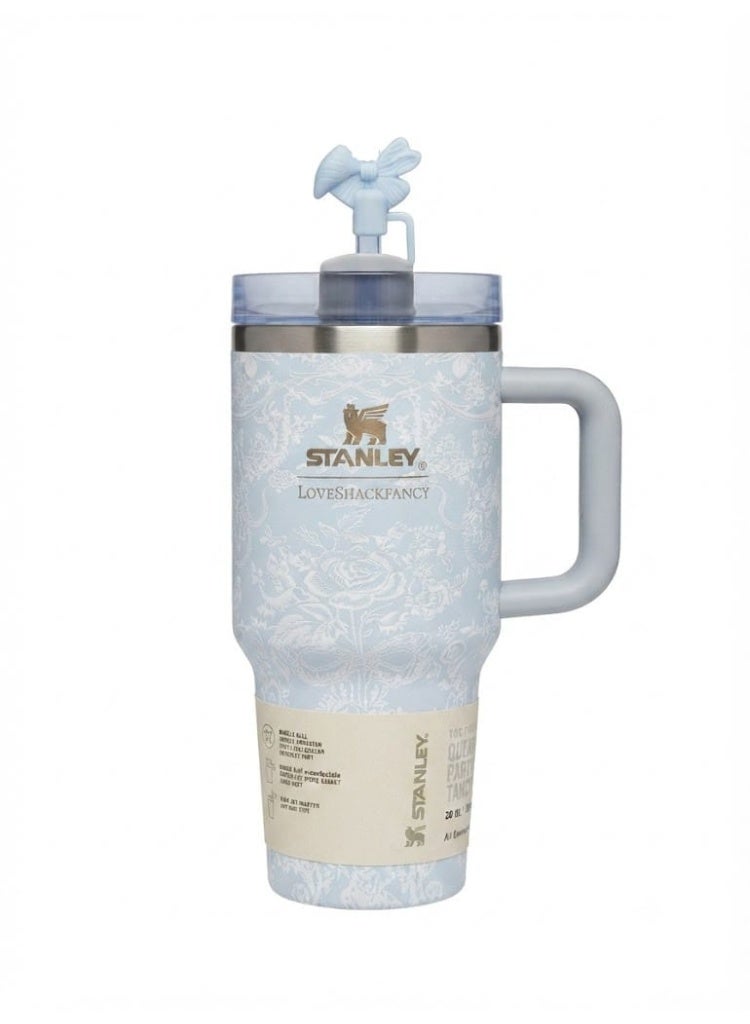 Stanley The X LoveShackFancy Holiday Quencher,Stainless Steel Vacuum Insulated Tumbler with Lid and Straw for Water, Iced Tea or Coffee, Smoothie and More 20 oz, Presented in Elegant Gift-Ready Packaging - Image 1