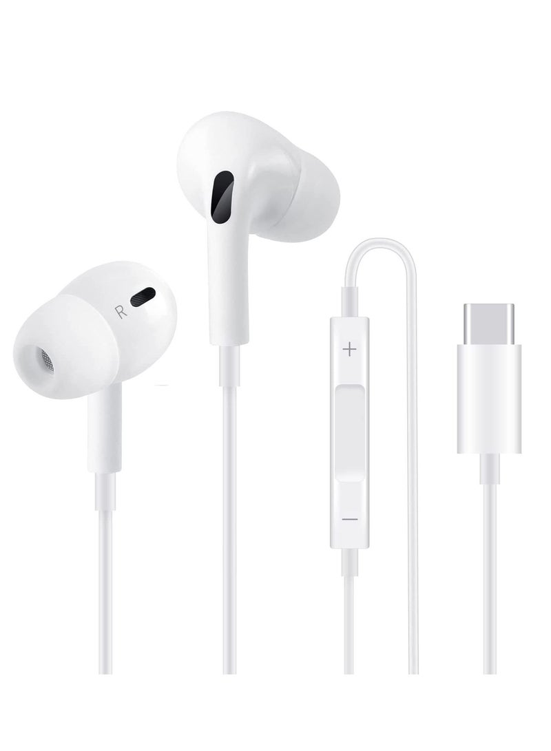 سماعات رأس USB C، سماعات أذن من النوع C سلكية مع ميكروفون وتحكم في مستوى الصوت، سماعات أذن عازلة للضوضاء لهاتف Google Pixel Oneplus Samsung Galaxy iPad Pro وMacBook - Image 1