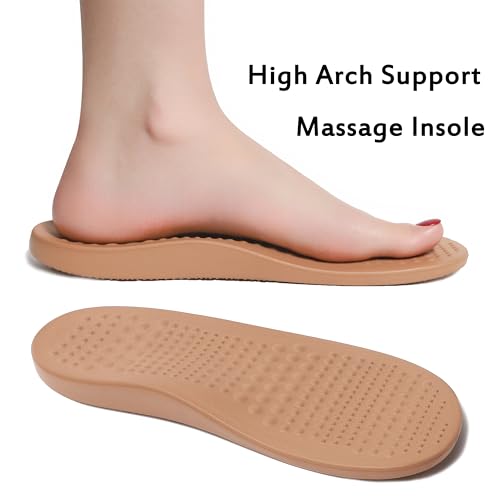 INMINPIN Women and Men Orthopedic Clogs Arch Support Garden Shoes Sandals Slippers with Plantar Fasciitis Feet Insoles,Pure Beige,11-12 Women/9-10.5 Men - Image 3