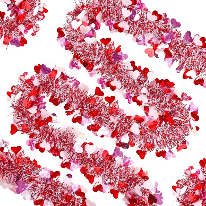 Sggvecsy سلسلة زينة قلوب عيد الحب Sggvecsy بطول 492 قدم باللون الوردي والأحمر والأبيض مع لمسة معدنية وزينة متلألئة للتعليق على السقف لعيد الحب، حفلات الذكرى، أعياد الميلاد، العطلات، مستلزمات داخلية - Image 1