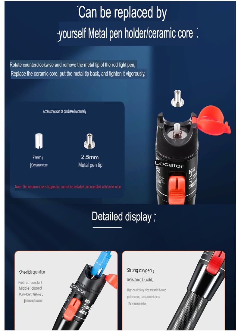 AROAQ Visual Fault Locator, 1-60km Fiber Optic Red Light Pen, Vfl Optical Fiber Cable Fault Tester, Red Light Pen For Network Fiber Cable Test, Fiber Optic Source Tester Detector Meter,(30mw Green+Orange)  - Image 2