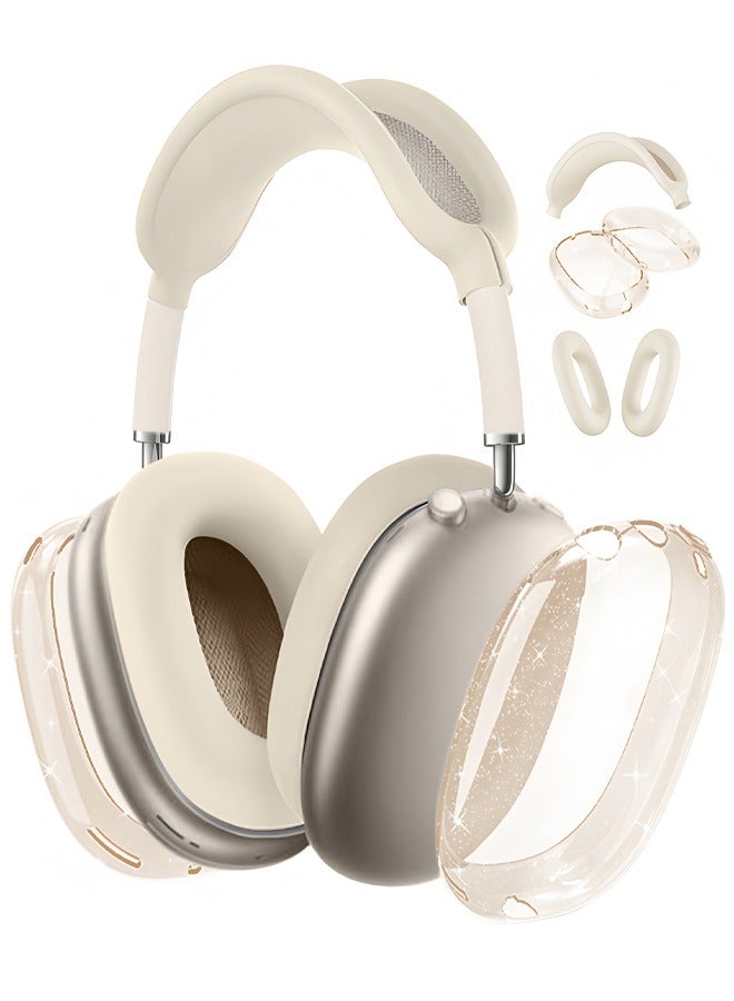 for AirPods Max case Cover(2024/2020),Anti-Scratch Ear Pad Case Cover/Ear Cups Cover/Headband Cover for AirPods Max(USB-C/Lightning). Clear Soft TPU and Silicone,Skin Scratch Proof. - Image 1