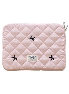 Excefore Puffy Laptop Sleeve Case Cute Quilted Computer Bag, 13 Inch Bow Embroidery Printed Laptop Carrying Cases, Coquette Aesthetics Protective Cover, Compatible with 11" 13" 15" Notebook  - Image 1
