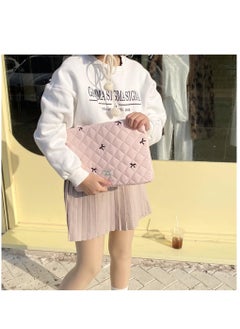 Excefore Puffy Laptop Sleeve Case Cute Quilted Computer Bag, 13 Inch Bow Embroidery Printed Laptop Carrying Cases, Coquette Aesthetics Protective Cover, Compatible with 11" 13" 15" Notebook  - Image 3