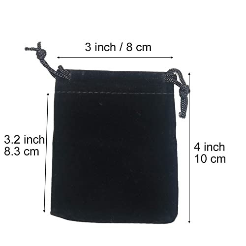HRX Package Little Velvet Drawstring Pouches 20pcs Black Velvet Cloth Bags for Jewelry Small Gift 3x4 inches - Image 5