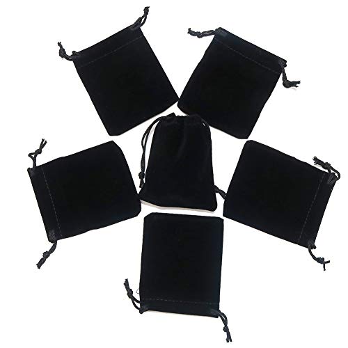 HRX Package Little Velvet Drawstring Pouches 20pcs Black Velvet Cloth Bags for Jewelry Small Gift 3x4 inches - Image 2