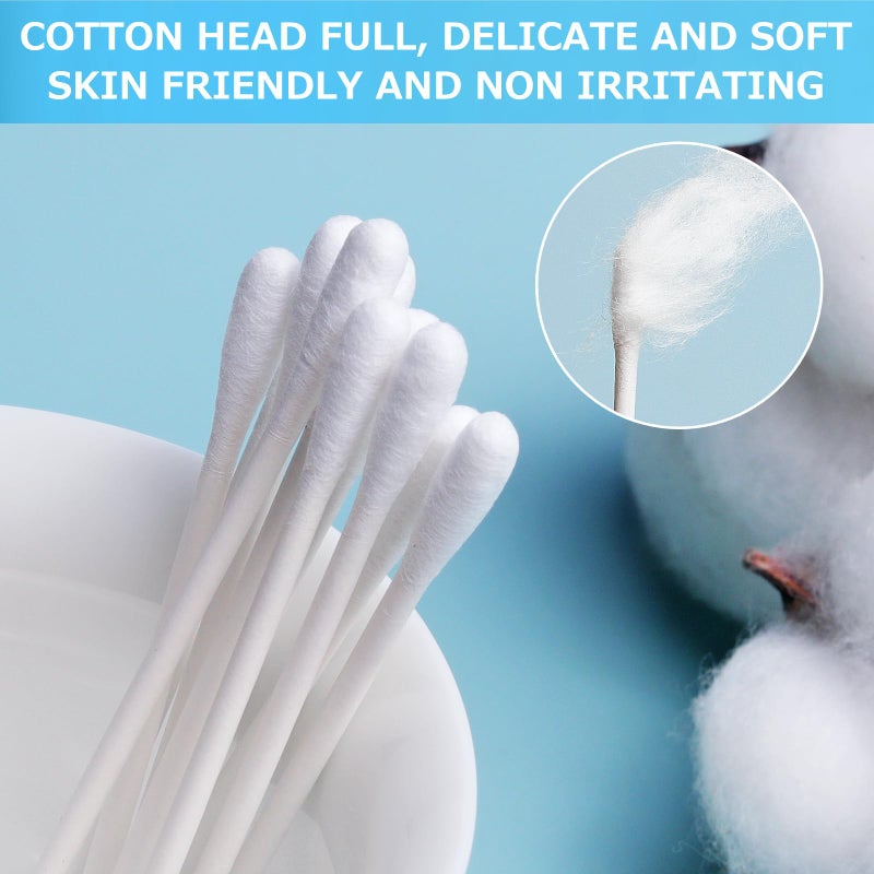 Lsed, Cleaning swabs for Commercial uses, 100 Count Natural Cotton Buds, Individually Wrapped Double Tipped Cotton Tips for Ear, Beauty Care, Cleaning (Round & Pointed Shape Cotton Heads) - Image 5