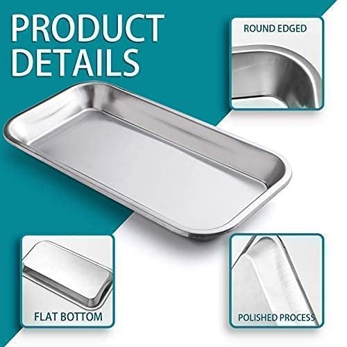 COYMOS 3 Pack Surgical Tray, Stainless Steel Tray for Lab Instrument Supplies, Tattoo Tool (Silver) - Image 3