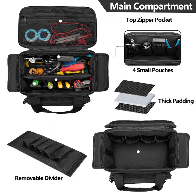Rexmica Small Tool Bag with Anti-friction and Thick Padded Bottom, Tool Storage Organizer for Men, Tactical Bag, Range Bag, Multi-functional Work Tote for Repairman, Electrician, Carpenters, Handyman - Image 2