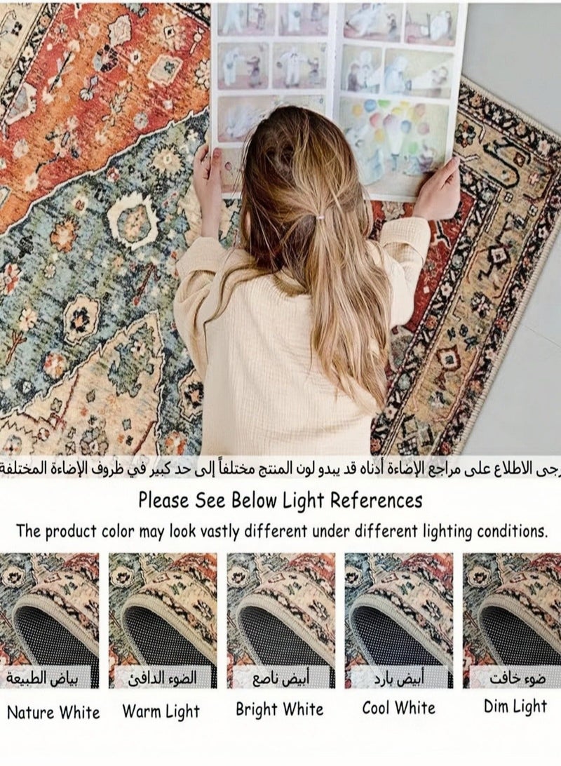 سجاد قابل للغسل في الغسالة، سجاد كبير لغرفة المعيشة - ظهر مانع للانزلاق، سجادة أرضية كبيرة لغرفة المعيشة، غرفة النوم، المكتب، المطبخ، سجادة ديكور منزلية سهلة التنظيف، 160x230 سم - Image 5