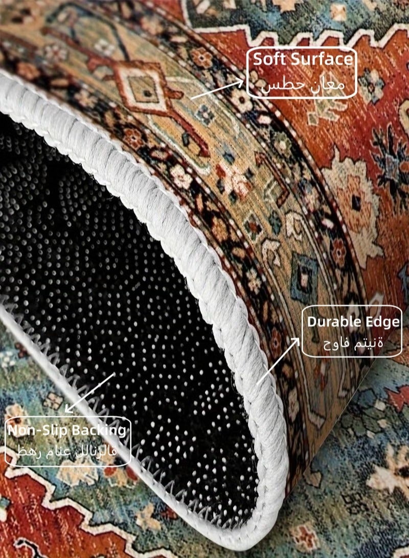 سجاد قابل للغسل في الغسالة، سجاد كبير لغرفة المعيشة - ظهر مانع للانزلاق، سجادة أرضية كبيرة لغرفة المعيشة، غرفة النوم، المكتب، المطبخ، سجادة ديكور منزلية سهلة التنظيف، 160x230 سم - Image 4