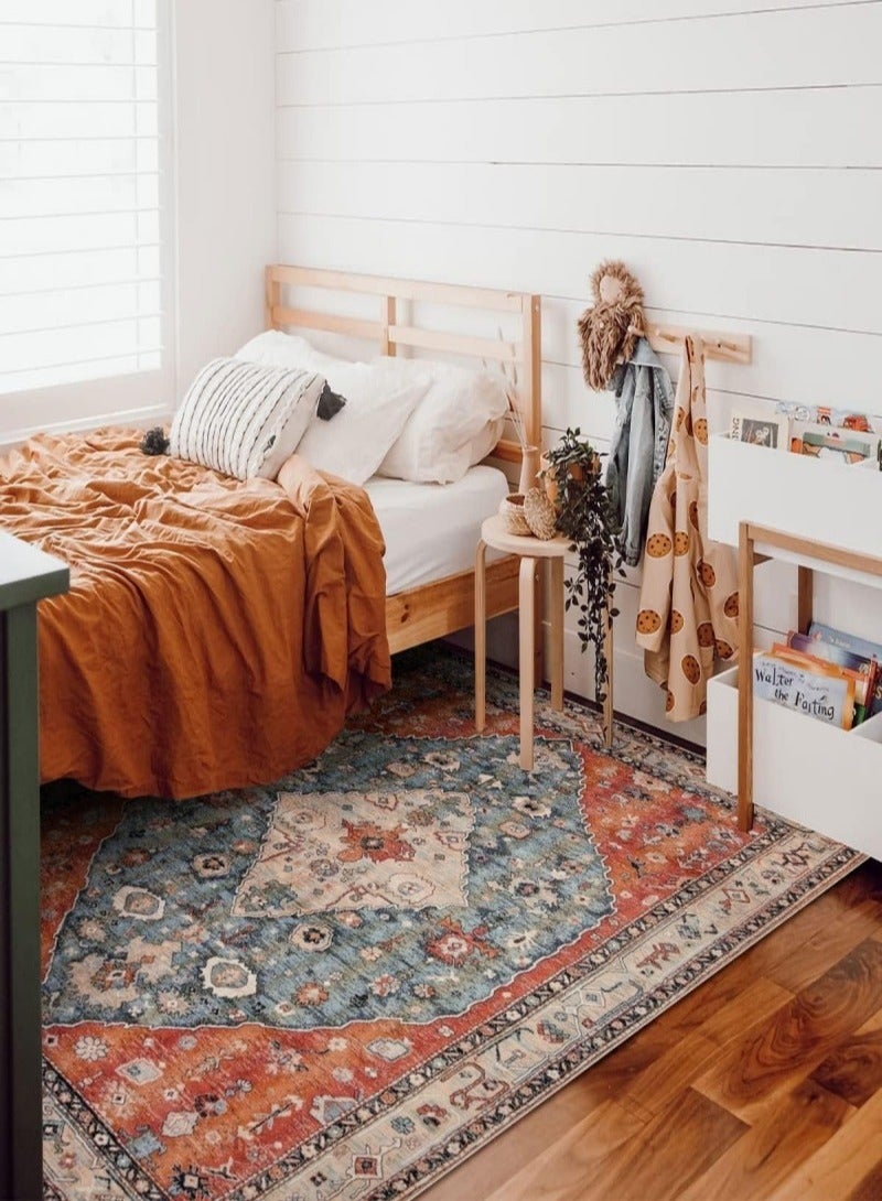 سجاد قابل للغسل في الغسالة، سجاد كبير لغرفة المعيشة - ظهر مانع للانزلاق، سجادة أرضية كبيرة لغرفة المعيشة، غرفة النوم، المكتب، المطبخ، سجادة ديكور منزلية سهلة التنظيف، 160x230 سم - Image 2