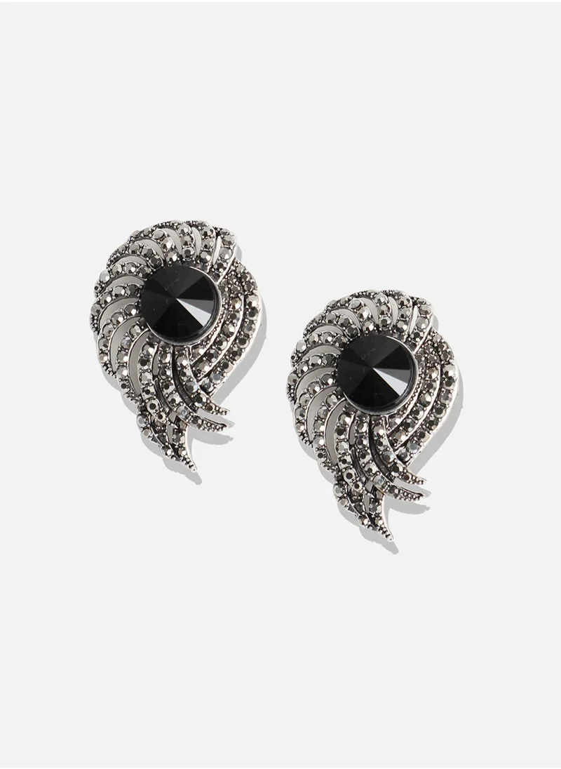 SOHI Stone Spiral Drop Earrings