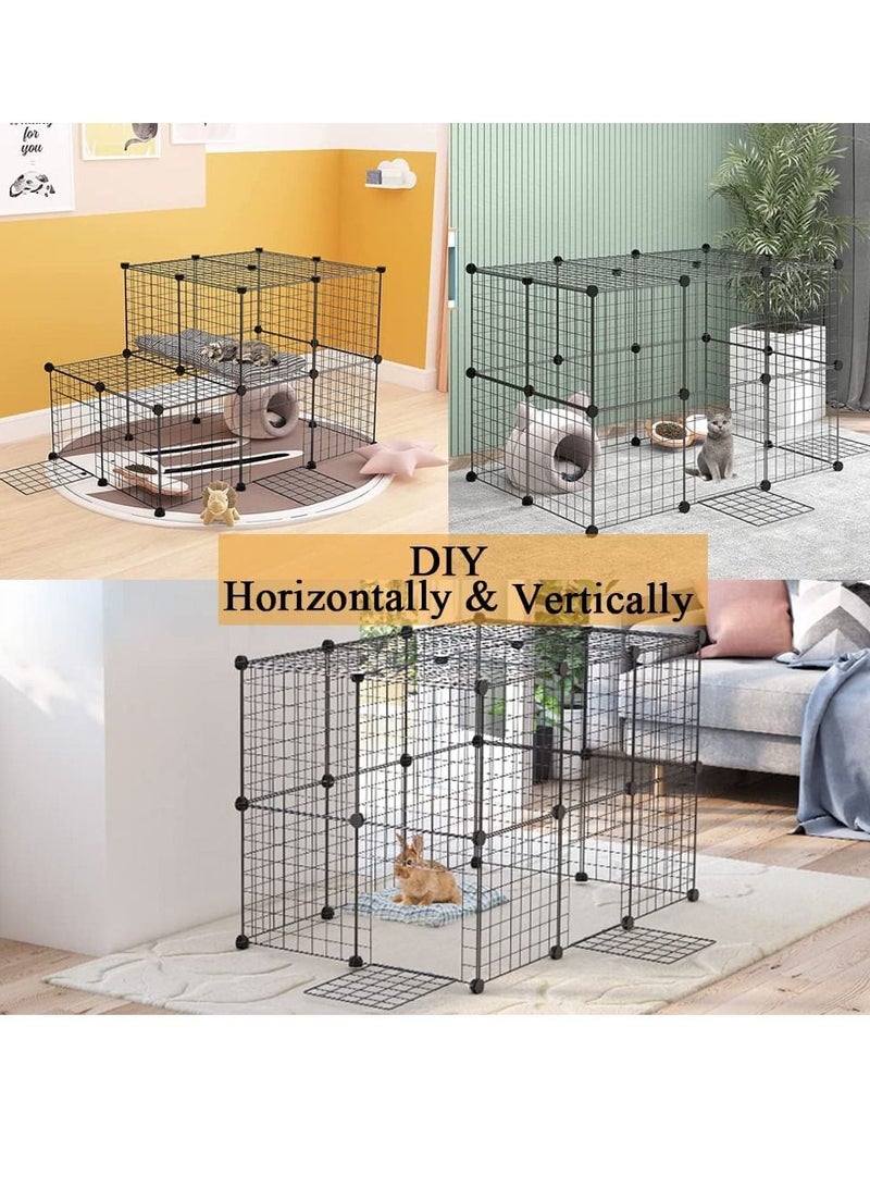 Generic Pet Playpen DIY Small Animal Cage for Indoor Outdoor Use Small Portable Foldable Grids Storage Stackable Shelf(24 Panels)  - Image 5