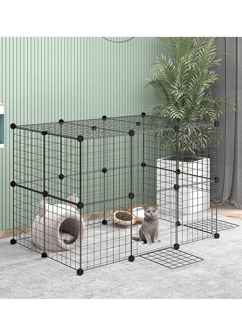 Generic Pet Playpen DIY Small Animal Cage for Indoor Outdoor Use Small Portable Foldable Grids Storage Stackable Shelf(24 Panels)  - Image 1