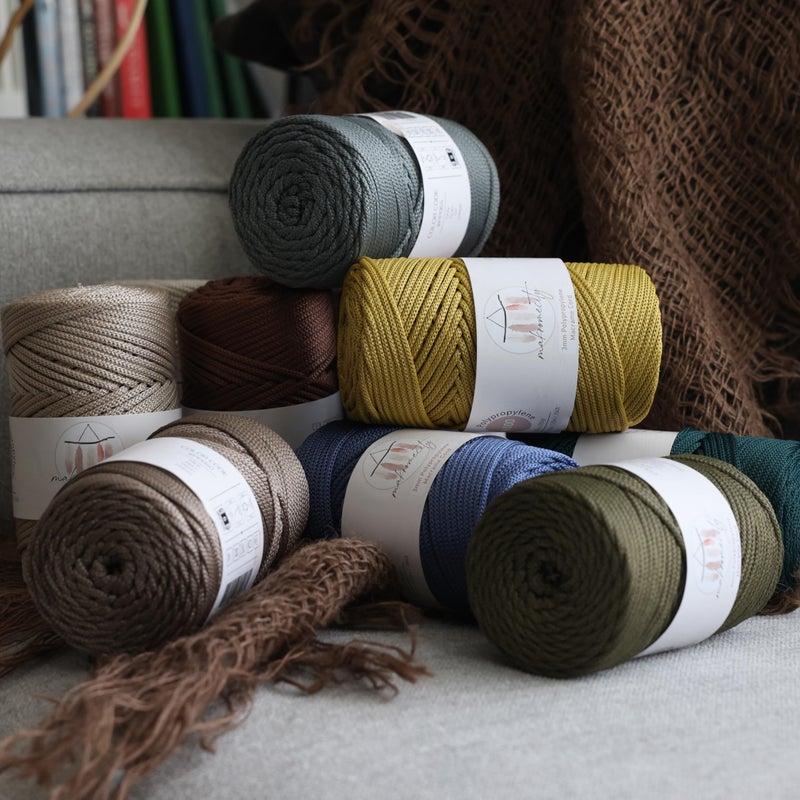 Makromecity, Premium Polyester Macrame Cord 3mm x 131 Yards (394 feet) 3mm Polypropylene Latte Macrame Cord Crochet Macrame Bag Cord Crafts for Wall Hangings, Bags, Underplate, Rugâ€¦ - Image 5