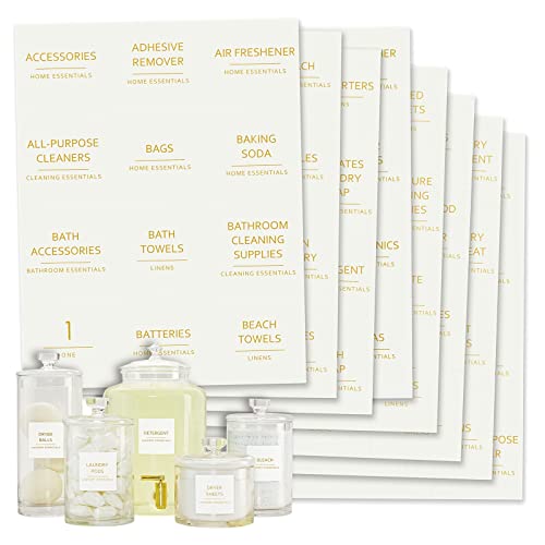 Talented Kitchen Laundry Label Set Waterproof Gold Cleaning Labels SpaceSaving Laundry Room Organization Pack of 144 25 Square Gold on White Matte