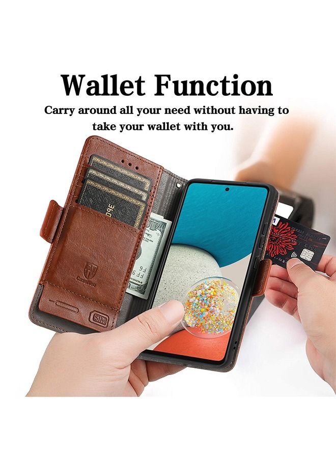 جرويك جراب المحفظة للهاتف جالاكسي A53 5G ، مقاس 6.5 بوصة،  جراب الجلد للهاتف، مقابل للطي، مصنوع من مادة PU مع حاملات بطاقات RFID مسند مانع للصدمات، غلاف داخلي من مادة TPU المقاومة للصدمات - Image 4