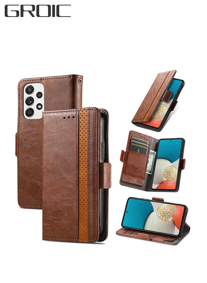 جرويك جراب المحفظة للهاتف جالاكسي A53 5G ، مقاس 6.5 بوصة،  جراب الجلد للهاتف، مقابل للطي، مصنوع من مادة PU مع حاملات بطاقات RFID مسند مانع للصدمات، غلاف داخلي من مادة TPU المقاومة للصدمات - Image 1