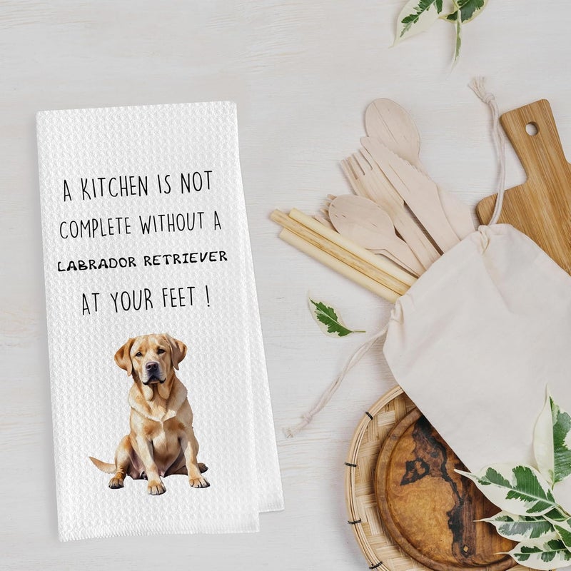 Geqtt Gqtt Labrador Retriever Dish Towels Set - Funny Decorative Waffle Kitchen Towels, Labrador Gifts Hand Tea Towels (1624 Inches, Set of 2) - Image 4