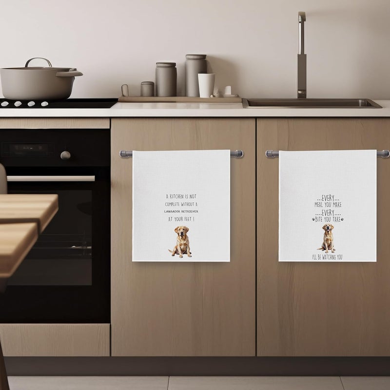 Geqtt Gqtt Labrador Retriever Dish Towels Set - Funny Decorative Waffle Kitchen Towels, Labrador Gifts Hand Tea Towels (1624 Inches, Set of 2) - Image 5