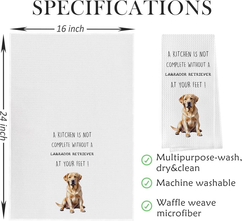 Geqtt Gqtt Labrador Retriever Dish Towels Set - Funny Decorative Waffle Kitchen Towels, Labrador Gifts Hand Tea Towels (1624 Inches, Set of 2) - Image 2
