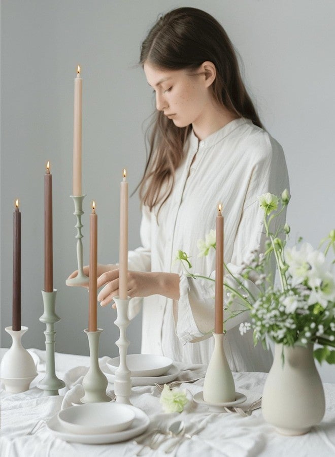 LPUSA Candlesticks Brown Taper Candles 10.5 inch Dripless Tapered Candles Ideal as Dinner Candles Smokeless and Unscented Long Burning,Set of 12 - Image 2