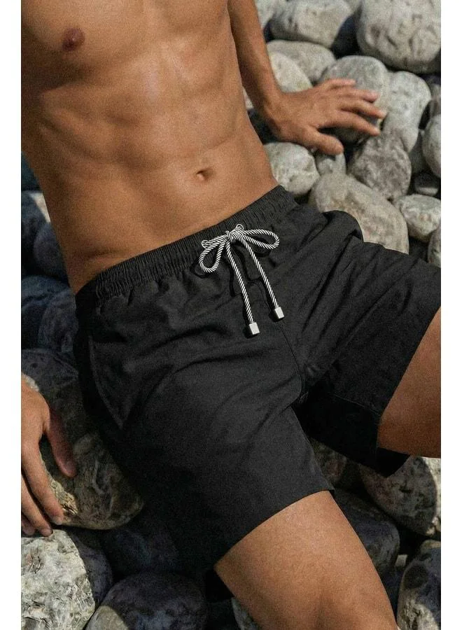 Aytuğ Egyptian Basic Black Swim Shorts.
