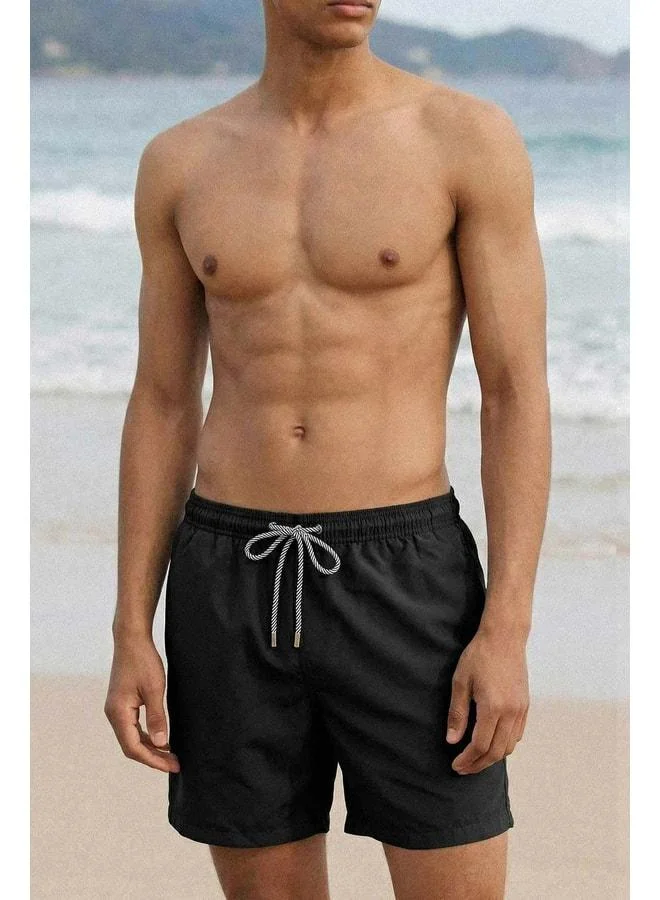 Aytuğ Egyptian Basic Black Swim Shorts.