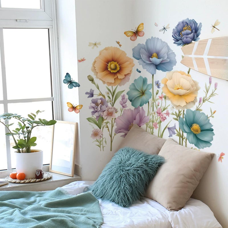 TUOKING Flowers Wall Stickers Decor,Removable Wall Murals Peel and Stick Modern Wall Art Decal Home Decor for Kitchen,Bedroom,Living Room - Image 5