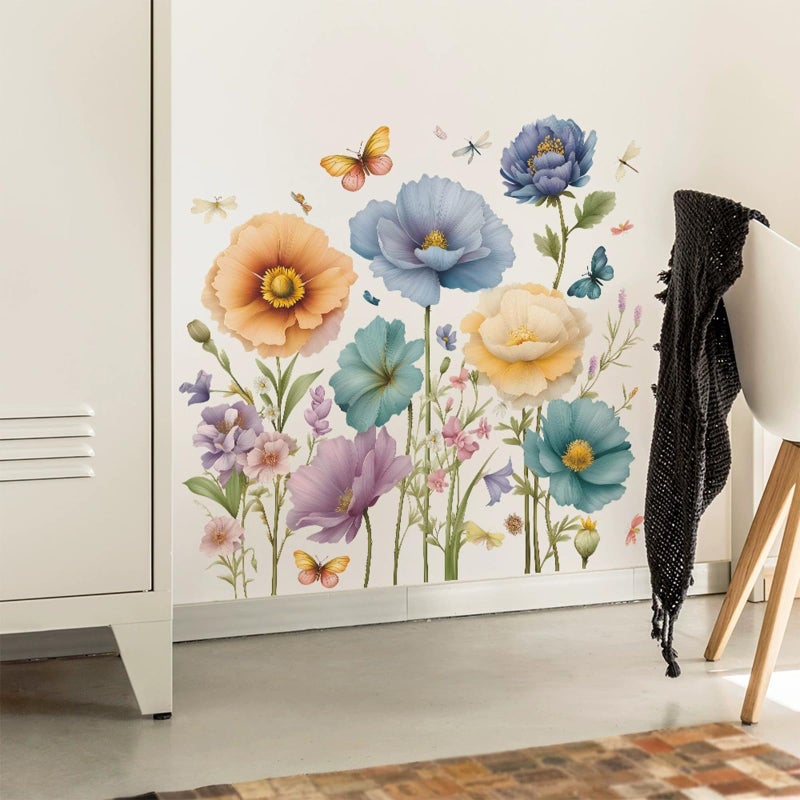TUOKING Flowers Wall Stickers Decor,Removable Wall Murals Peel and Stick Modern Wall Art Decal Home Decor for Kitchen,Bedroom,Living Room - Image 2