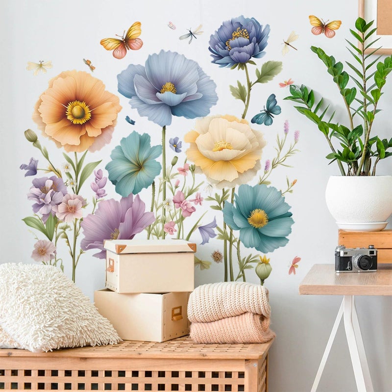 TUOKING Flowers Wall Stickers Decor,Removable Wall Murals Peel and Stick Modern Wall Art Decal Home Decor for Kitchen,Bedroom,Living Room - Image 4