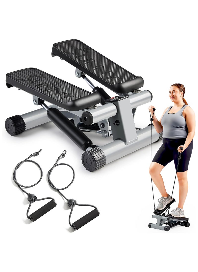 Sunny Health & Fitness - Mini Stepper for Exercise Low-Impact Stair Step Cardio Equipment with Resistance Bands, Digital Monitor, Optional Twist Motion Stepper, Black - Image 1