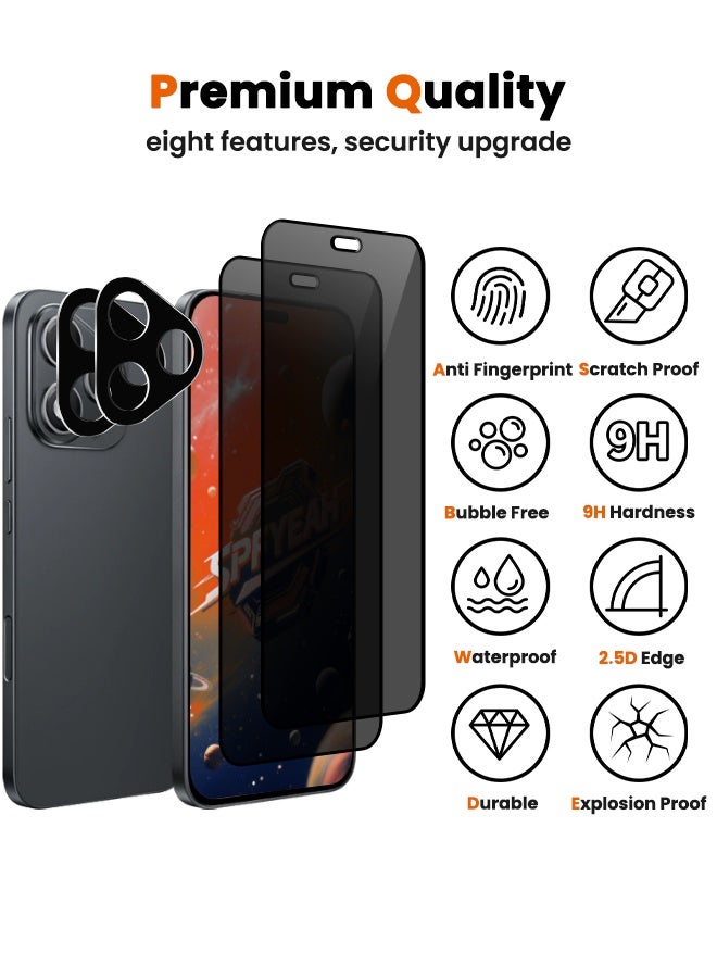 SPFYEAH [2+2 Pack] Honor 400 Lite Privacy Screen Protector with Camera Lens Protector, [28° Anti-Spy][9H Hardness][Touch Sensitive][Anti Scratch][Bubble Free][Case Friendly] Protector Set for Honor 400 Lite 5G 6.7 inch (Boxed, 2+2 PCS) - Image 4