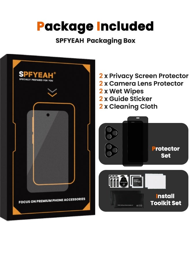 SPFYEAH [2+2 Pack] Honor 400 Lite Privacy Screen Protector with Camera Lens Protector, [28° Anti-Spy][9H Hardness][Touch Sensitive][Anti Scratch][Bubble Free][Case Friendly] Protector Set for Honor 400 Lite 5G 6.7 inch (Boxed, 2+2 PCS) - Image 5