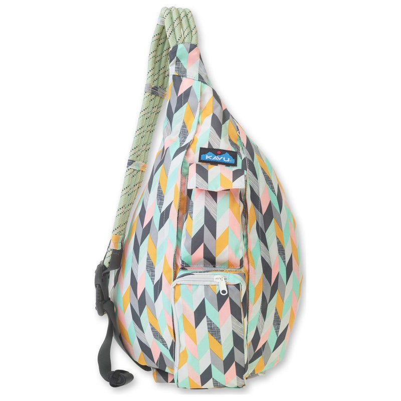 KAVU Original Rope Sling Pack with Adjustable Rope Shoulder Strap, Chevron Sketch