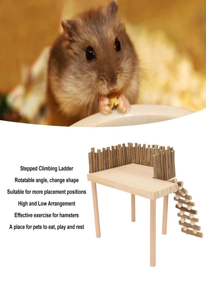 Tnfeeon Hamster with Climbing Ladder, Guinea Pig Toys Chinchilla Perch Cage Accessories Toy Wooden Play Gym Stand for Hamsters Squirrel Guinea Pig - Image 3