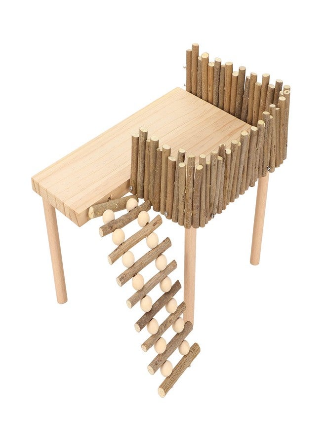Tnfeeon Hamster with Climbing Ladder, Guinea Pig Toys Chinchilla Perch Cage Accessories Toy Wooden Play Gym Stand for Hamsters Squirrel Guinea Pig - Image 1