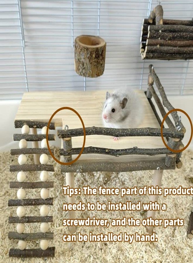 Tnfeeon Hamster with Climbing Ladder, Guinea Pig Toys Chinchilla Perch Cage Accessories Toy Wooden Play Gym Stand for Hamsters Squirrel Guinea Pig - Image 5