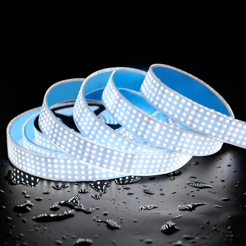 SuperlightingLED Quad Row Bright Outdoor IP67 Waterproof LED Light Strip 5M, 24V 2400 LEDs 17,650 lm/Roll High Output 6000K Daylight White CRI90+ 2835SMD 33mm Wide LED Strip Light with Adhesive (5m/16.4ft 6000K IP67) - Image 1
