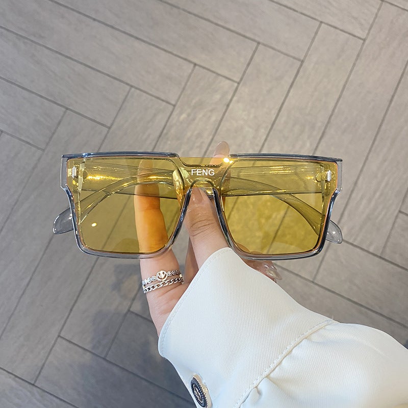 Generic Trendy Unisex White Sunglasses for Streetwear Fashion Gray frame yellow sheet 